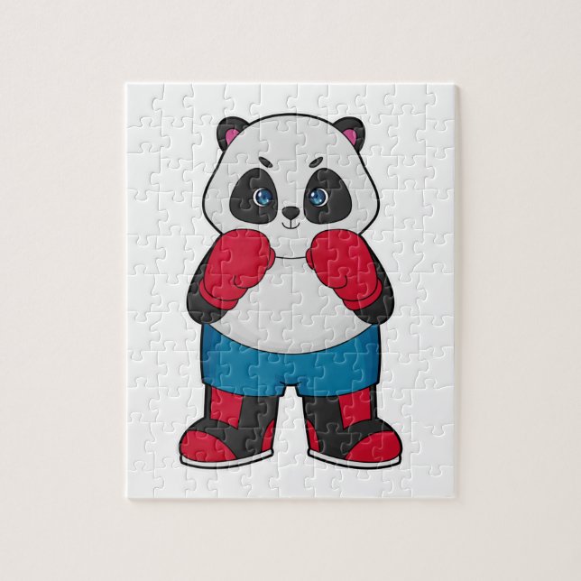 Puzzle Panda en boîte avec gants de boxe (Vertical)