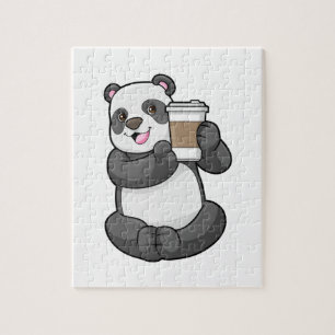 Puzzle Panda with Coffee to go