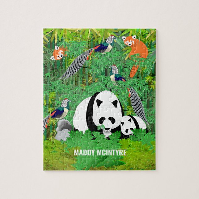 Puzzle Pandas Lady Amherst's Pheasants Rouge Pandas Bambo (Vertical)