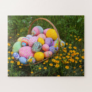 Puzzle Panier cousu à la main OEufs de Pâques avec fleurs