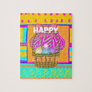Puzzle Panier de Pâques et Art des Œufs Inspiré de l'Afri