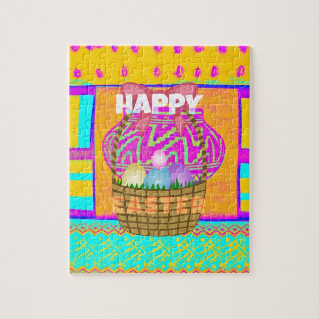 Puzzle Panier de Pâques et d'Oeufs inspirés de l'Afrique  (Vertical)
