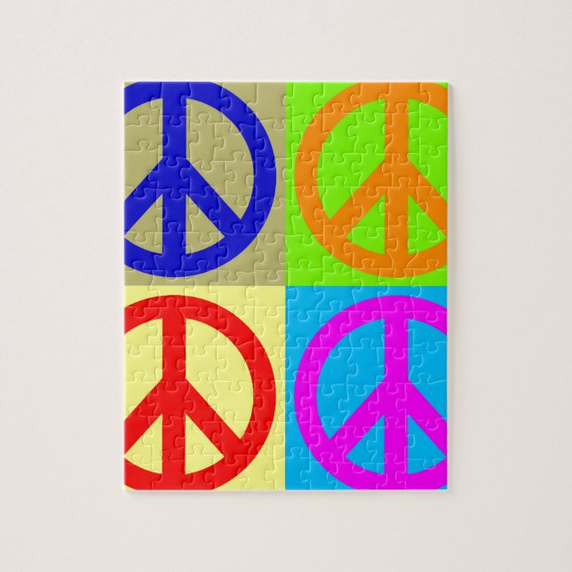 Puzzle Panneau de paix Art pop quatre couleurs (Vertical)