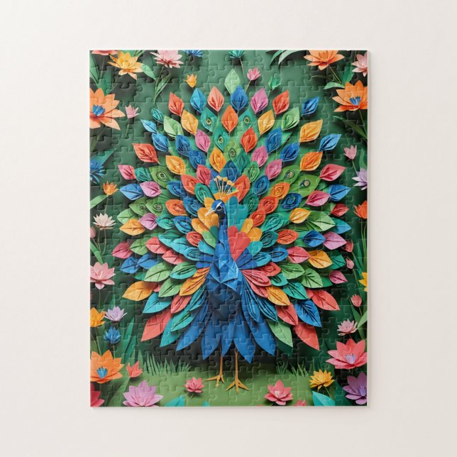 Puzzle Paon en origami (Vertical)