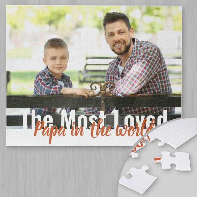 Puzzle Papa le plus aimé au monde Photo personnalisée (Créateur téléchargé)