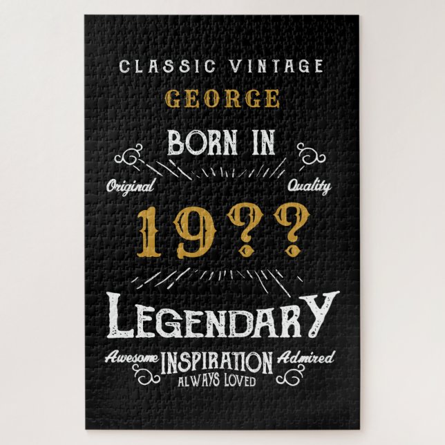 Puzzle Papa Père ou Mari Ajouter le nom Année Légende Vin (Vertical)