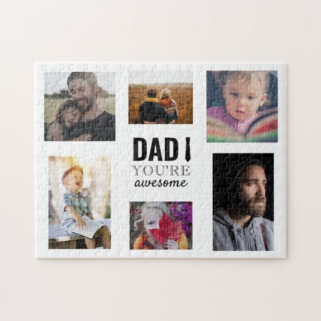 Puzzle Papa Vous êtes génial Collage photo Personnalisé (Horizontal)