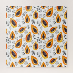 Puzzle Papaya fruits : motif d'aquarelle abstraite.