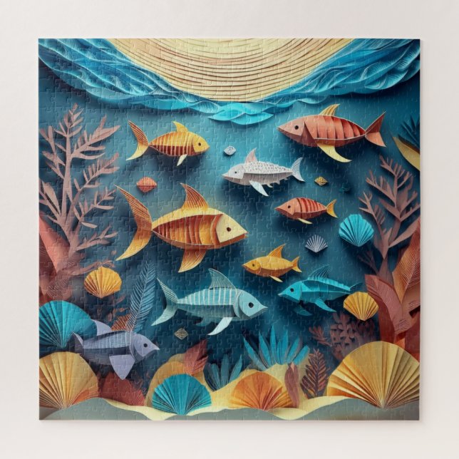Puzzle Papier Art Origami Sea Life Scène 3D (Vertical)