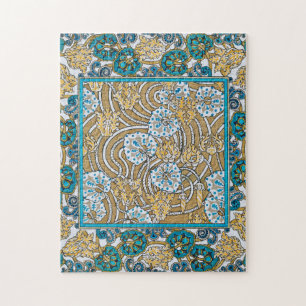 Puzzle papier peint bleu art nouveau cyclamen