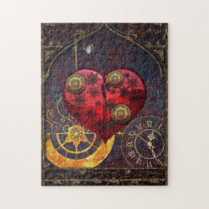 Puzzle Papier peint vintage de coeurs de Steampunk