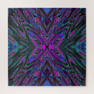 Puzzle Papillon Abstrait Magenta, Bleu et Vert Tripant