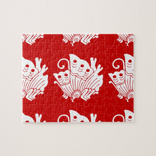Puzzle Papillon asiatique japonais Kamon Design (Horizontal)