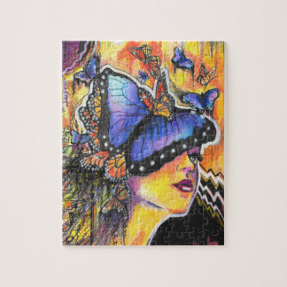 Puzzle Papillon bleu féminin Peinture d'art Abstrait