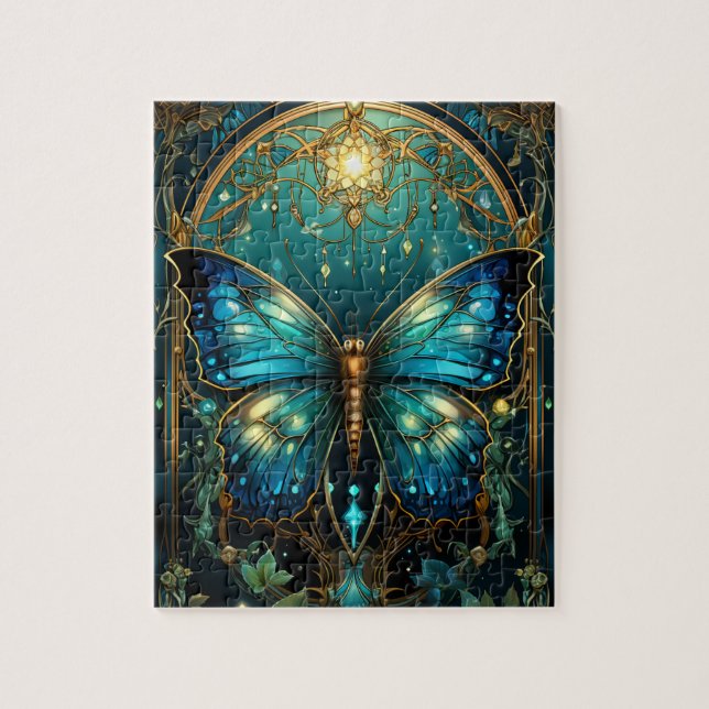 Puzzle Papillon bleu Sapphire étonnant (Vertical)