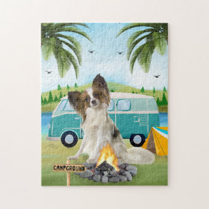Puzzle Papillon Chien Camping