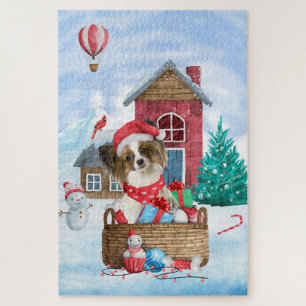 Puzzle Papillon Chien dans la neige Maison de Chien de No