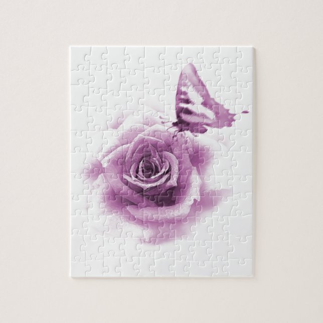 Puzzle Papillon de rose de pourpre (Vertical)