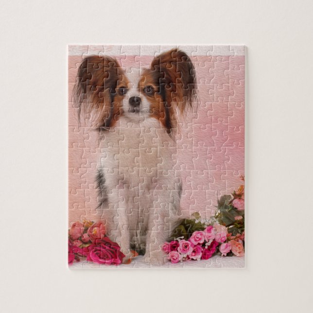 Puzzle Papillon - épagneul de jouet continental (Vertical)