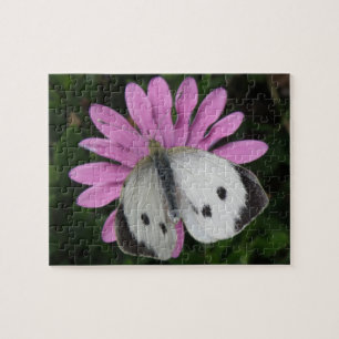 Puzzle Papillon et Fleurs roses