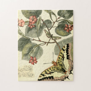 Puzzle Papillon et libellule à fleurs rouges
