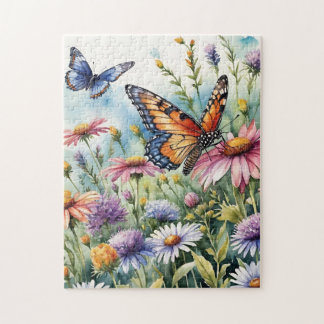 Puzzle Papillon Fleurs Sauvages De Prairie De Printemps A