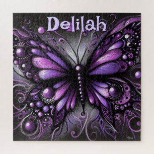 Puzzle Papillon gothique violet noir personnalisé