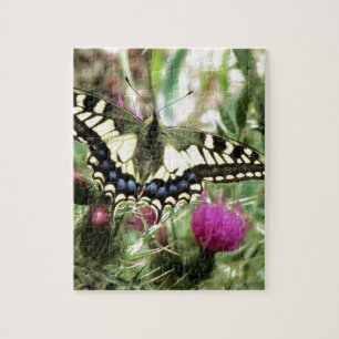 Puzzle Papillon jaune pâle et bleu