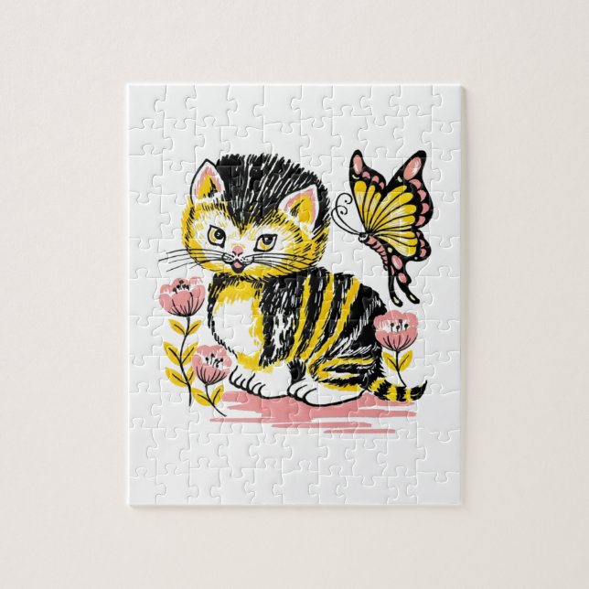 Puzzle Papillon & Kitten (Vertical)