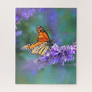 Puzzle Papillon Monarque sur Fleur violette lilas