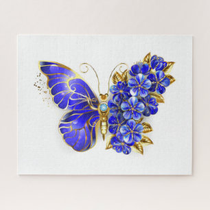 Puzzle Papillon saphir à fleurs
