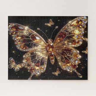 Puzzle Papillon Topaze Bijou sur Fond Noir 