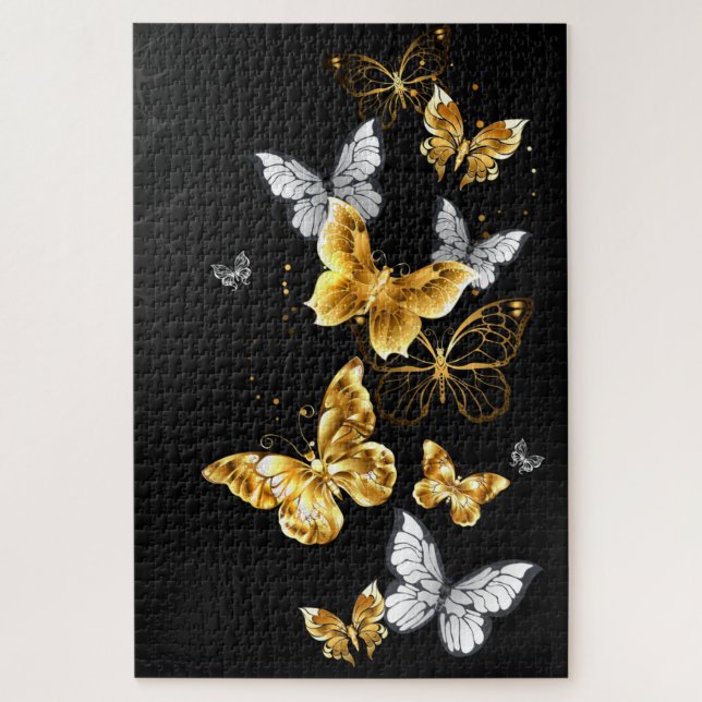 Puzzle Papillons blancs et dorés (Vertical)