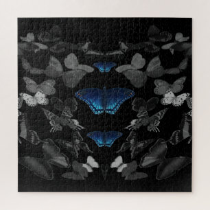Puzzle Papillons Bleus Et Papillons Noirs Et Blancs