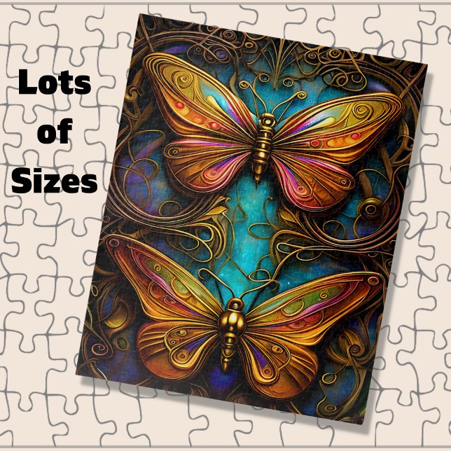Puzzle Papillons de bronze sur Aqua Blue (Créateur téléchargé)