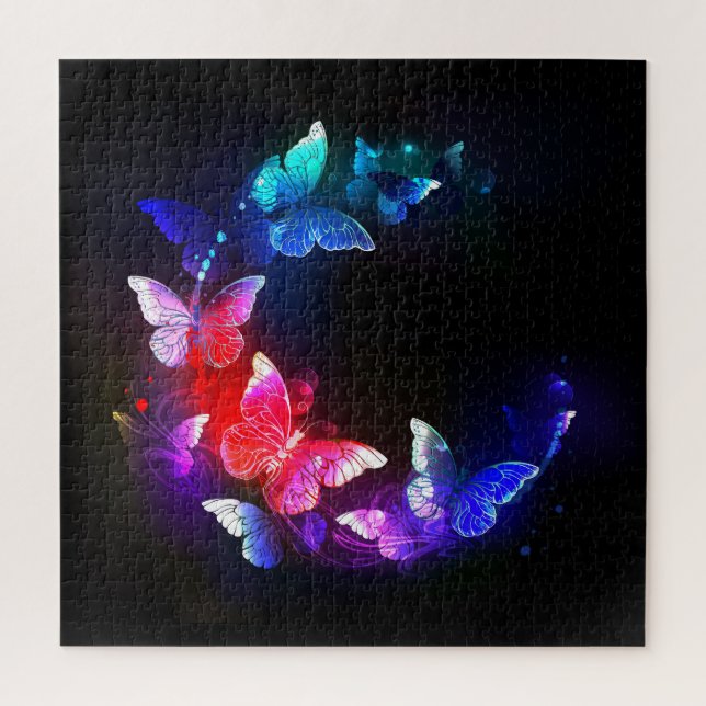 Puzzle Papillons de nuit Neon brillants sur arrière - pla (Vertical)