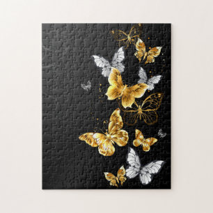 Puzzle Papillons d'or et de blanc