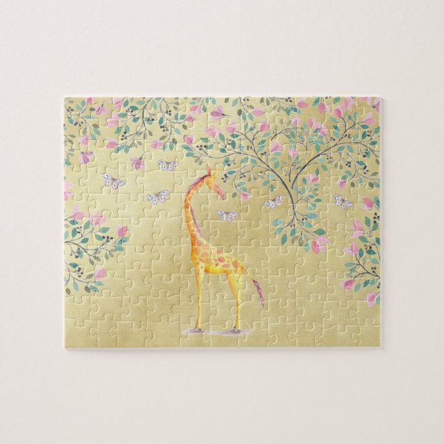 Puzzle Papillons et fleur de girafe d'aquarelle (Horizontal)