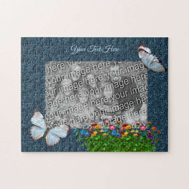 Puzzle Papillons Et Fleurs Cadres Ajouter Votre Photo (Horizontal)