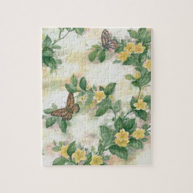 Puzzle Papillons Et Fleurs Jaunes (Vertical)