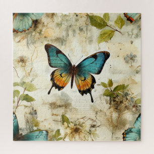 Puzzle Papillons et fleurs Vintages colorés (1)