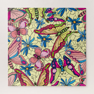 Puzzle Papillons sur les fleurs Vue pré