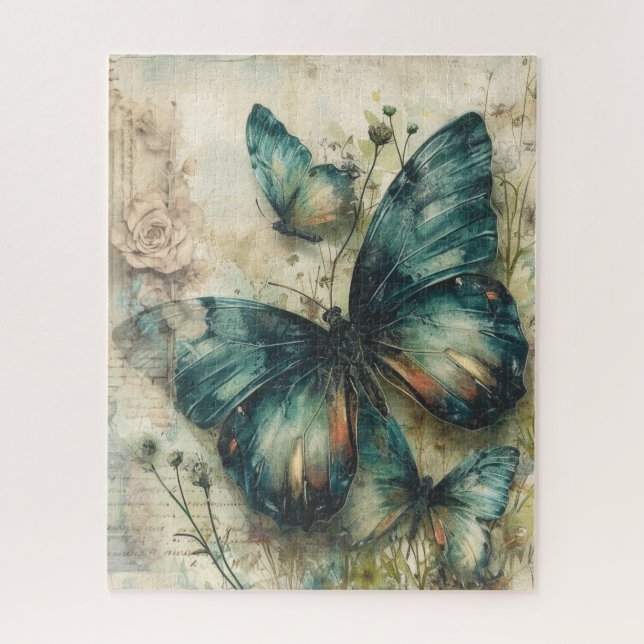 Puzzle Papillons verts vintages (Vertical)