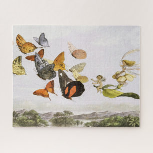 Puzzle Papillons vintages & Fée Vieux art d'illustration