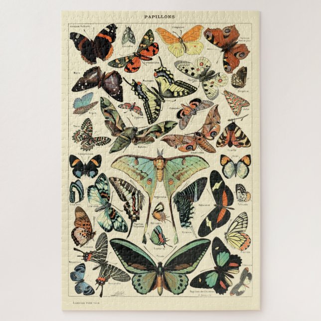 Puzzle Papillons vintages par Adolphe Millot Poster (Vertical)