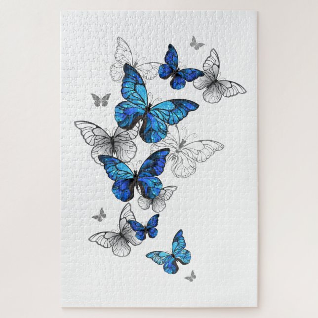 Puzzle Papillons volants bleus Morpho (Vertical)