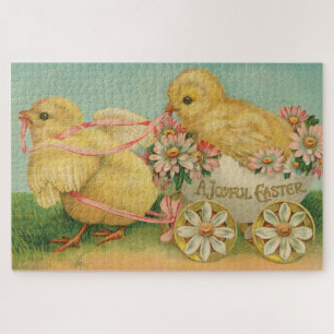Puzzle "Pâques joyeux" Carte postale vintage, vers 1915