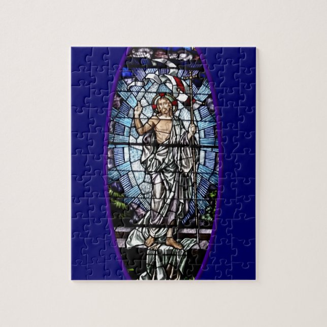 Puzzle Pâques : Résurrection de verre souillé du Christ (Vertical)