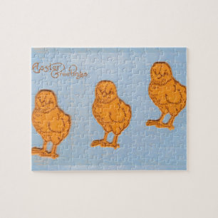 Puzzle Pâques Salutations poussins en Bleu