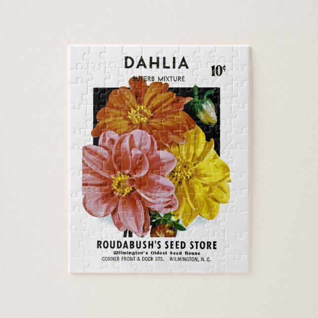 Puzzle Paquet de semences Vintage Dahlia (Vertical)